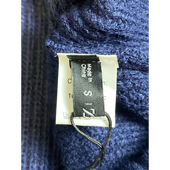 Zaful Women's Dark Blue Turtleneck Sweater with Crochet Sleeves Size Small - Picture 3 of 7